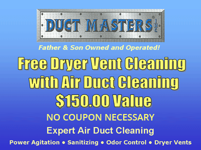 free dryer vent cleaning with air duct cleaning from Duct Masters